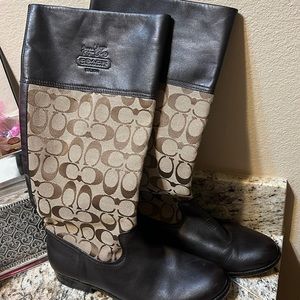 Coach boots, brown and tan